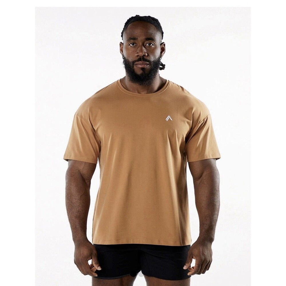 Alphalete Men’s Emblem Drop Shoulder Tee - Rust , Size Medium